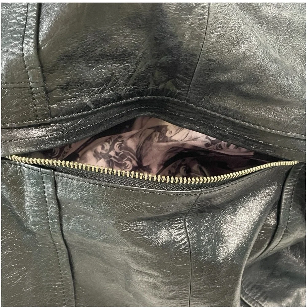 Junior Drake Black Leather Hobo Bag with Slouchy Design